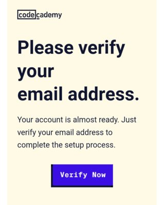 code academy- email verification design